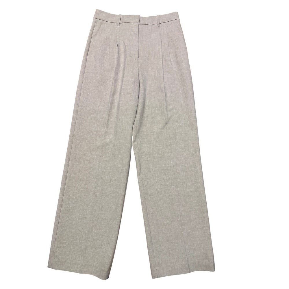 Wilfred Aritzia The Effortless Pant Taupe High Waisted Wide Leg Trousers 10 Reg